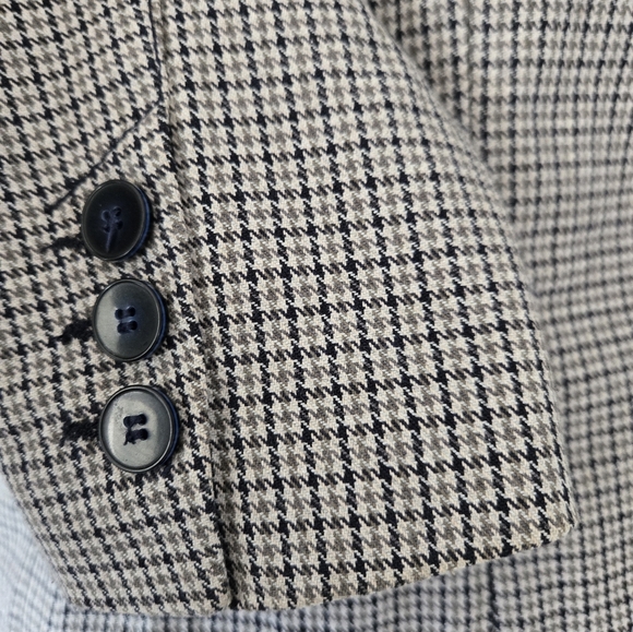 ZARA TRAFALUC herringbone cotton tweed lightweight cream/black/Grey blazer. MED - Picture 7 of 13